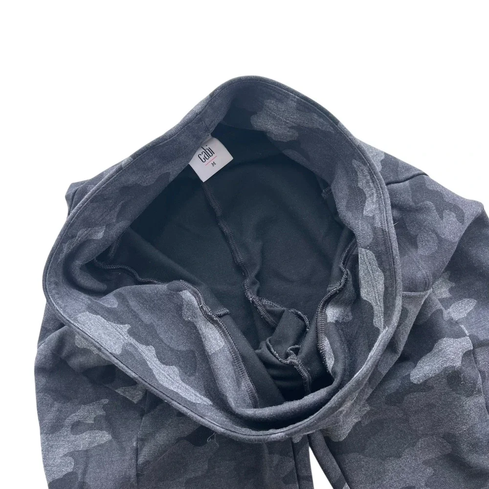 Cabi Women M Black Gray Camo Print Highrise Side Pocket Stretch ATC Legging 3931